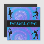 Mädchen Abbildung Skaten Personalisierte Magnetkar Magnetkarte (Vorne/Hinten)