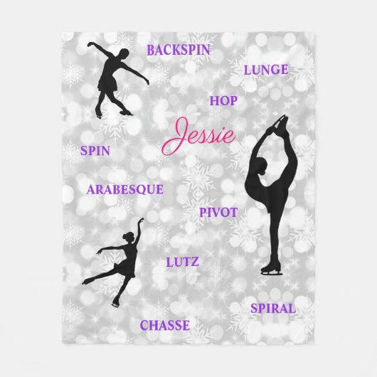 Mädchen Abbildung Skaten Typografie Snowflake Fleecedecke (Vorderseite)