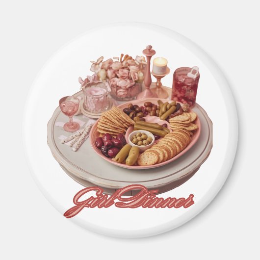 Mädchen-Abendessen Süße Snack-Platte Illustration Magnet (Vorne)