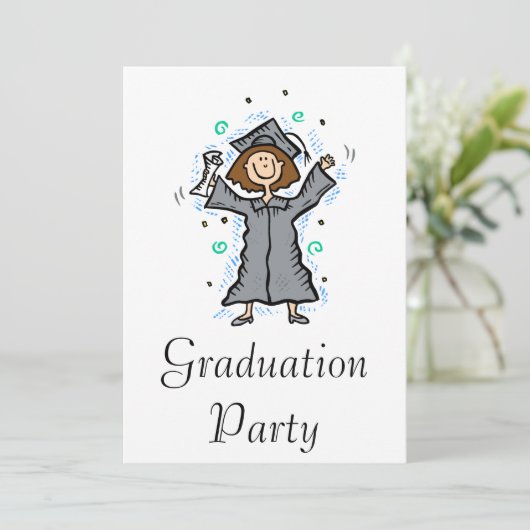 Mädchen-Absolvent-Feier Einladung (Stehend Vorderseite)