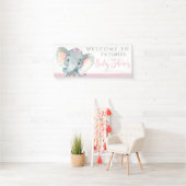 Mädchen Adorable Elephant Baby Shower Banner (Insitu)