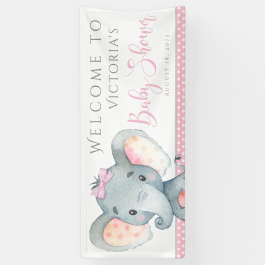 Mädchen Adorable Elephant Baby Shower Banner (Vertikal)