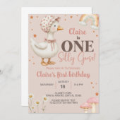 Mädchen Albern Gänse 1. Geburtstag einladen, Gänse Einladung (Vorne/Hinten)