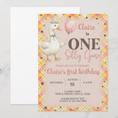 Mädchen Albern Gänse 1. Geburtstag einladen, Gänse Einladung (Vorne/Hinten)