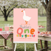 Mädchen Albern Gänse 1. Geburtstag Pink Begrüßungs Poster