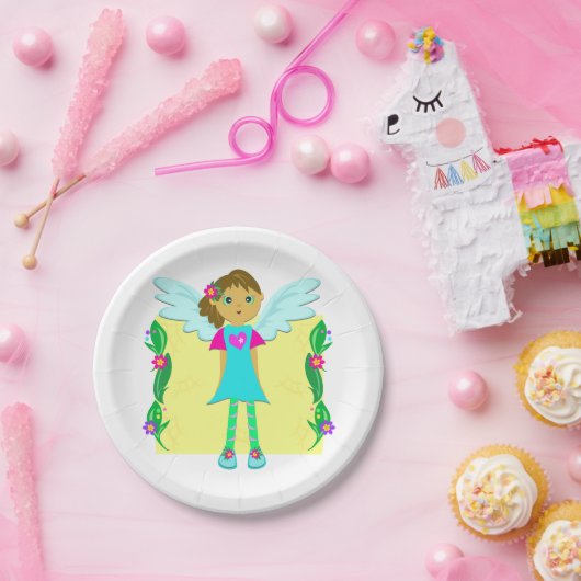 Mädchen als Engel Pappteller (Party)