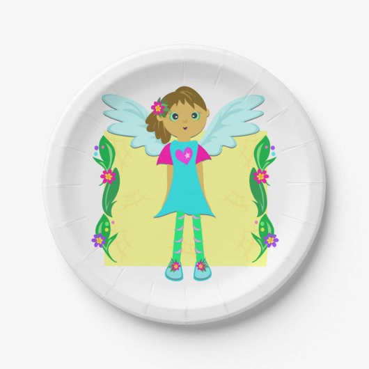 Mädchen als Engel Pappteller (Vorderseite)