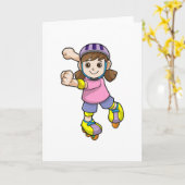 Mädchen als Skater mit Skaten & Helmet Karte (Gelbe Blume)