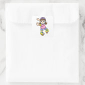 Mädchen als Skater mit Skaten & Helmet Quadratischer Aufkleber (Tasche)