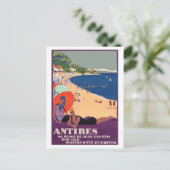 Mädchen am Antibes Beach, Frankreich, Côte d'Azur Postkarte (Stehend Vorderseite)