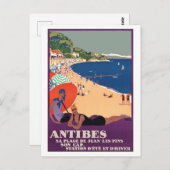 Mädchen am Antibes Beach, Frankreich, Côte d'Azur Postkarte (Vorne/Hinten)