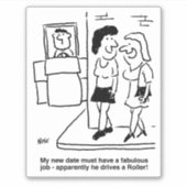 Mädchen am Blinden Date Cartoon. Roadroller Aufkleber (Vorderseite)