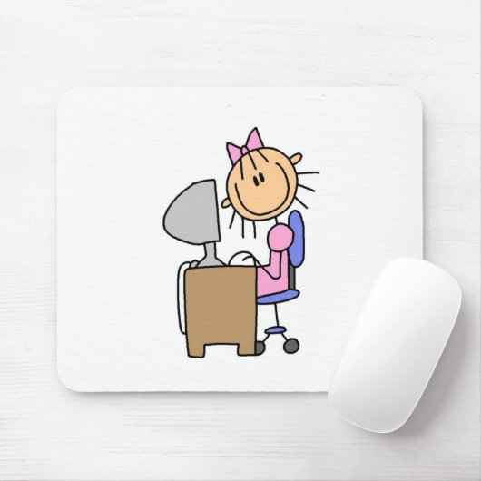 Mädchen am Computer Mousepad (Mit Mouse)