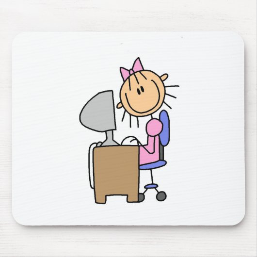 Mädchen am Computer Mousepad (Vorne)