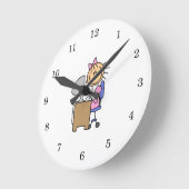Mädchen am Computer Runde Wanduhr (Winkel)