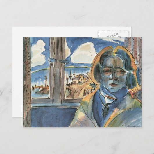 Mädchen am Fenster (Sonia) von Walter Gramatte Postkarte (Vorne/Hinten)