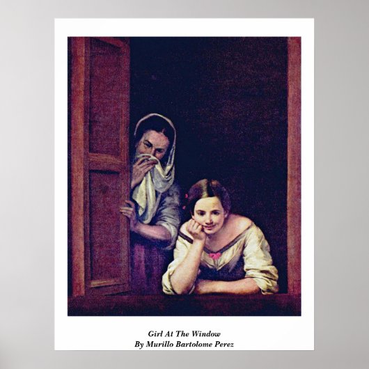 Mädchen am Fenster von Murillo Bartolome Perez Poster (Vorne)