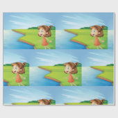 Mädchen am Fluss Geschenkpapier (Flach)