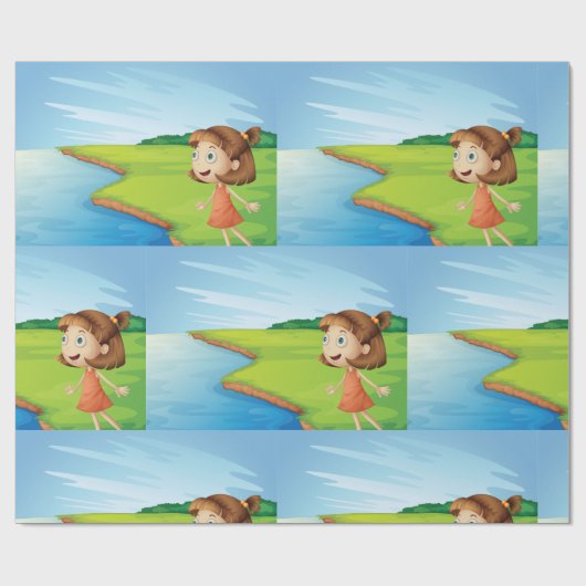 Mädchen am Fluss Geschenkpapier (Flach)