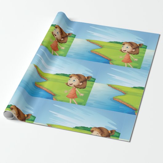 Mädchen am Fluss Geschenkpapier (Ungerollt)