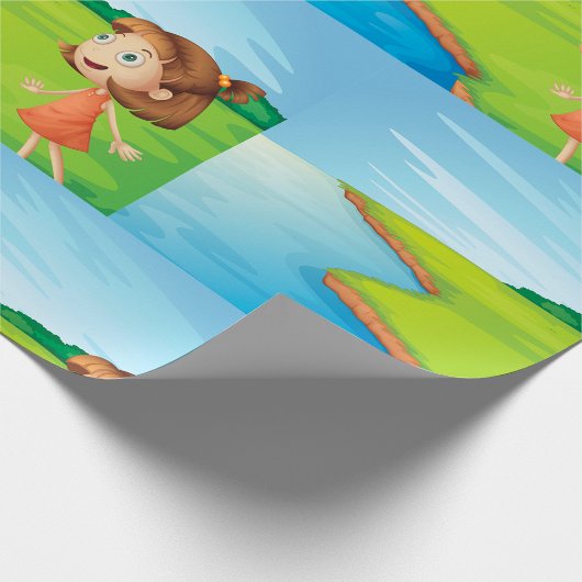Mädchen am Fluss Geschenkpapier