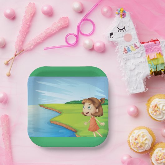 Mädchen am Fluss Pappteller (Party)