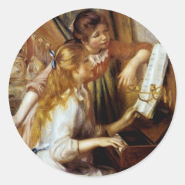 Mädchen am Klavier Runder Aufkleber