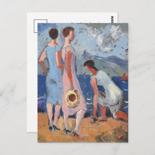 Mädchen am Meer | Christopher Wood Postkarte (Vorne/Hinten)