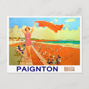Mädchen am Paignton-Strand, Süd-Devon, England Postkarte