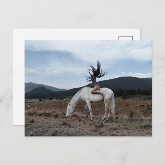 Mädchen am Pferd Postkarte (Vorne/Hinten)