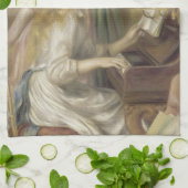 Mädchen am Piano Renoir Impressionist Malerei Geschirrtuch (Gefaltet)