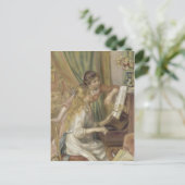 Mädchen am Piano Renoir Impressionist Malerei Postkarte (Stehend Vorderseite)