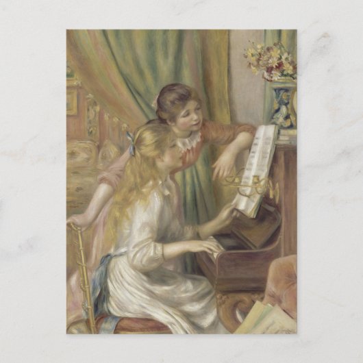 Mädchen am Piano Renoir Impressionist Malerei Postkarte (Vorderseite)