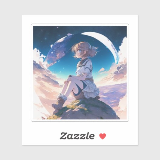 Mädchen am Rande des Raumes Aufkleber (Blatt)