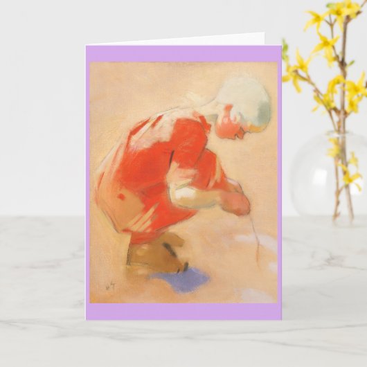 Mädchen am Sand, Helene Schjerfbeck Karte (Gelbe Blume)