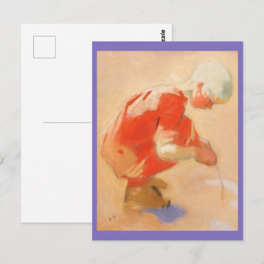 Mädchen am Sand, Helene Schjerfbeck Postkarte (Vorne/Hinten)