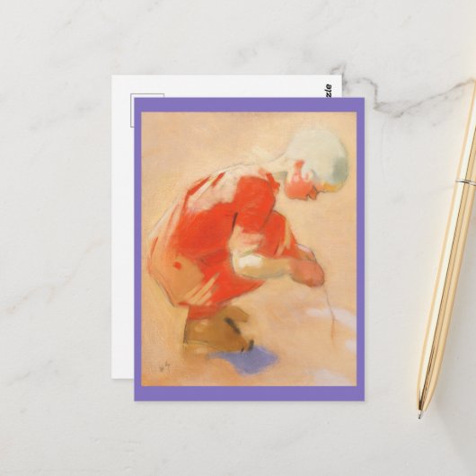 Mädchen am Sand, Helene Schjerfbeck Postkarte (Vorderseite/Rückseite Beispiel)