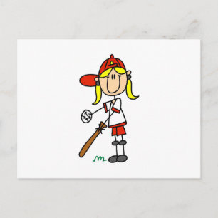 Mädchen am Schlag Stockfigur Baseball-Geschenke Postkarte