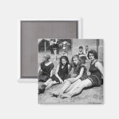 Mädchen am Strand, Anfang des 20. Jahrhunderts Magnet (Vorderseite/Rückseite)