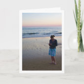 Mädchen am Strand bei Sunset Karte (Vorderseite)