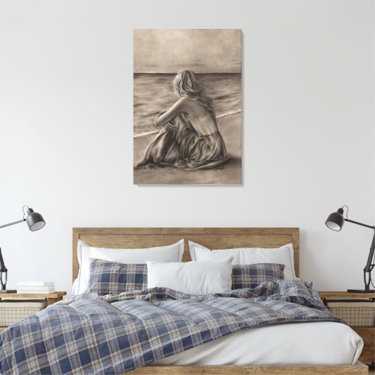 Mädchen am Strand Canvas Print Leinwanddruck (Insitu (Schlafzimmer))