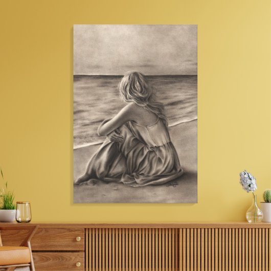 Mädchen am Strand Canvas Print Leinwanddruck (Insitu (Wohnzimmer))