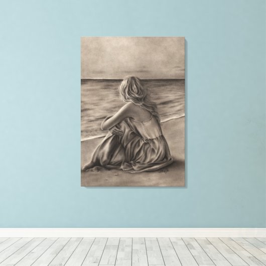 Mädchen am Strand Canvas Print Leinwanddruck (Insitu (Holzboden))