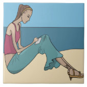 MÄDCHEN AM STRAND FLIESE (Vorderseite)