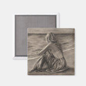 Mädchen am Strand Magnet (Vorderseite/Rückseite)