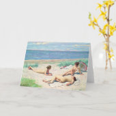 Mädchen am Strand | Paul Fischer Karte (Gelbe Blume)