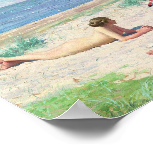 Mädchen am Strand | Paul Fischer Poster (Ecke)