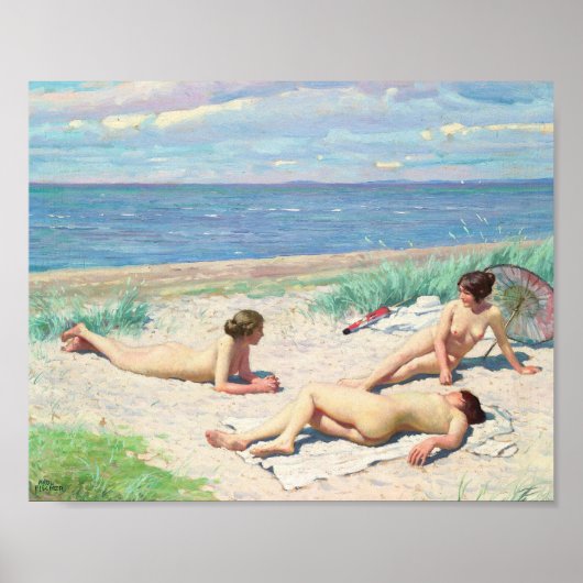 Mädchen am Strand | Paul Fischer Poster (Vorne)