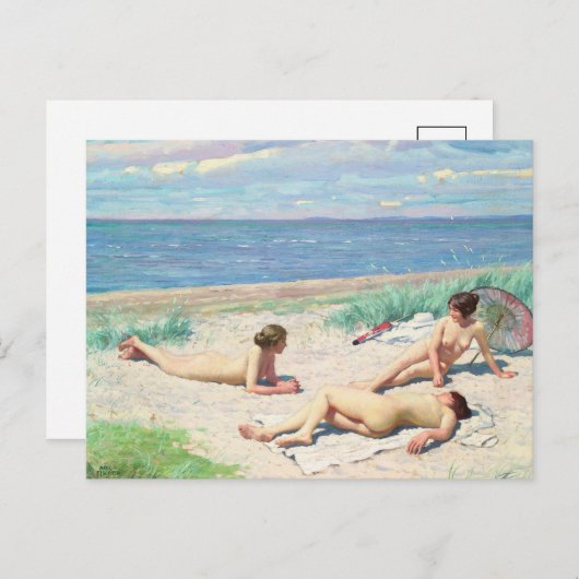 Mädchen am Strand | Paul Fischer Postkarte (Vorne/Hinten)