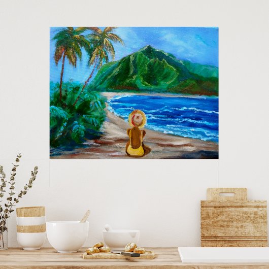 Mädchen am Strand Poster (Küche)